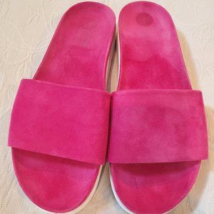 Stuart Weitzman Women's Pink Suede Pool Slides - Size 11